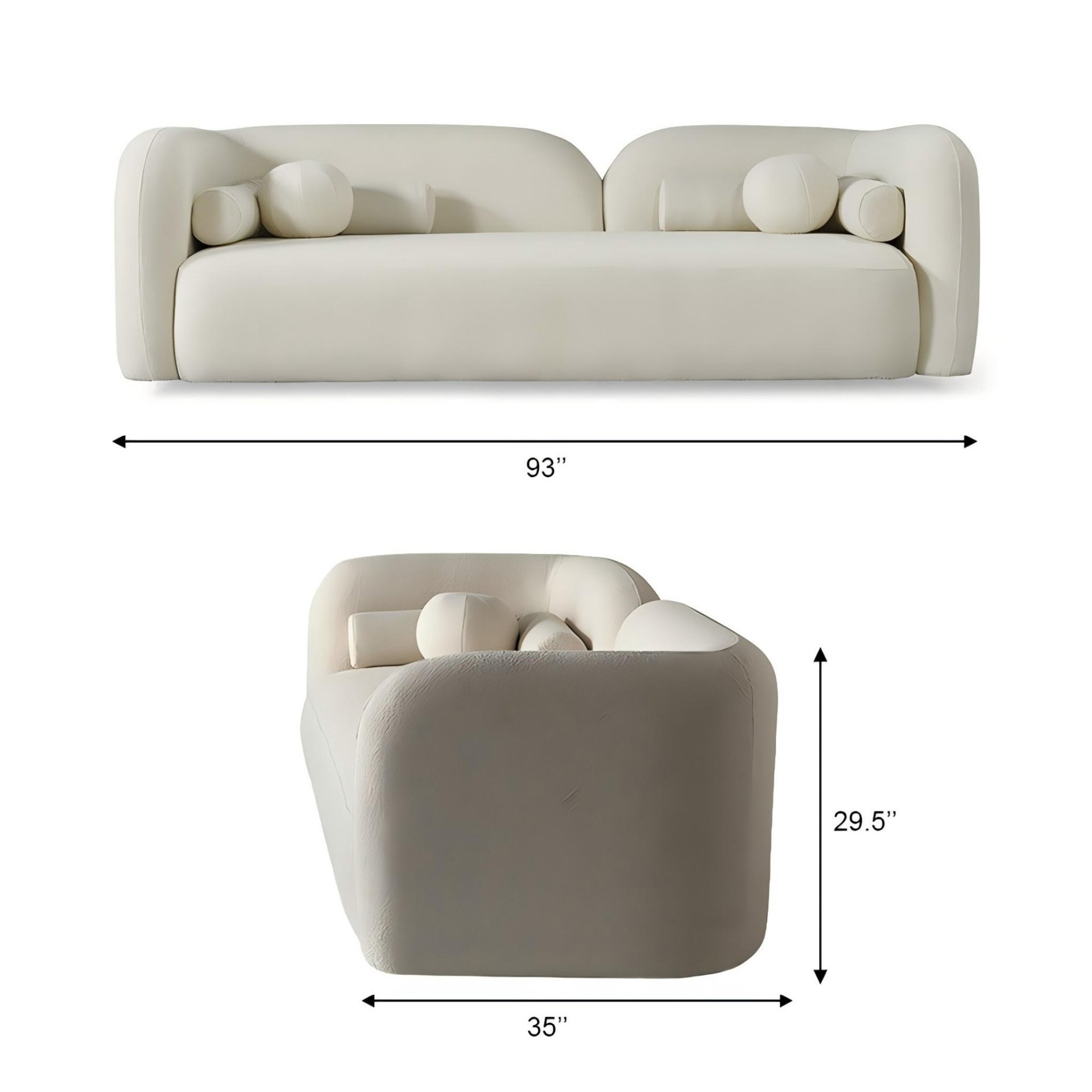 Donna - Japandi Style Boucle Sofa - Cream / Ivory - Image 3