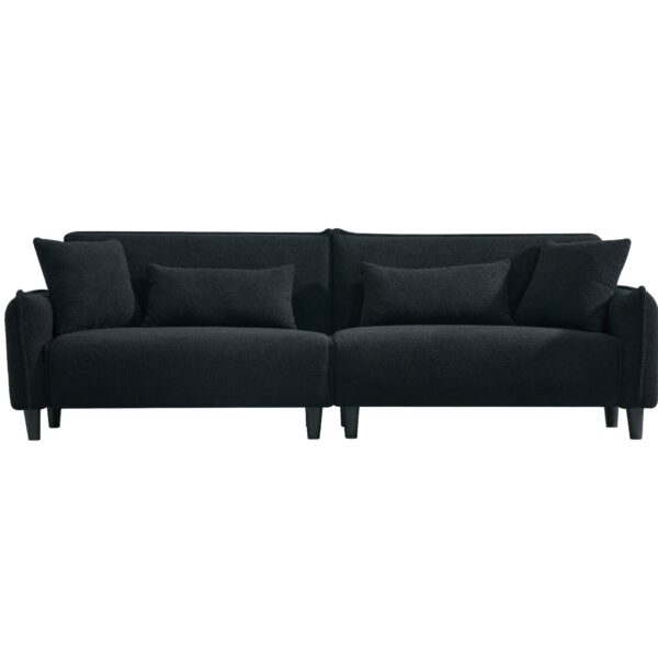 Modern Teddy Velvet Sofa, Comfort And Style For Living Spaces - Black
