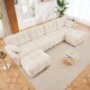 Exquisite 4 Seater Sofa Set With 2 Ottomans Frame, High Resilience Cushions - Premium White - Image 12