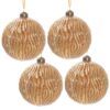 Christmas Ball Ornaments, Glass Decorative Hanging Ball Christmas Tree Ornaments For Holiday Party Decorations (Set of 4) - Gold - Image 2