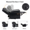 3 Pieces Recliner Sofa Sets Home Theater Seating Manual Recliner Chair With Center Console And Led Light Strip For Living Room - Black - Image 6