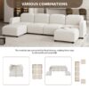 Velvet Modular Sectional Sofa, U Shaped Reversible Couch Set, Free Combination, 6 Seat Sleeper Cloud Sofa Bed With Ottoman, Convertible Oversized Indoor Furniture Pieces - Beige - Image 15