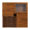 Mid Century Modern Coffee Table, Unique Square Wooden Coffee Table With 3 Drawers, Tempered Glass And Solid Wood Legs For Living Room - Brown - Image 11