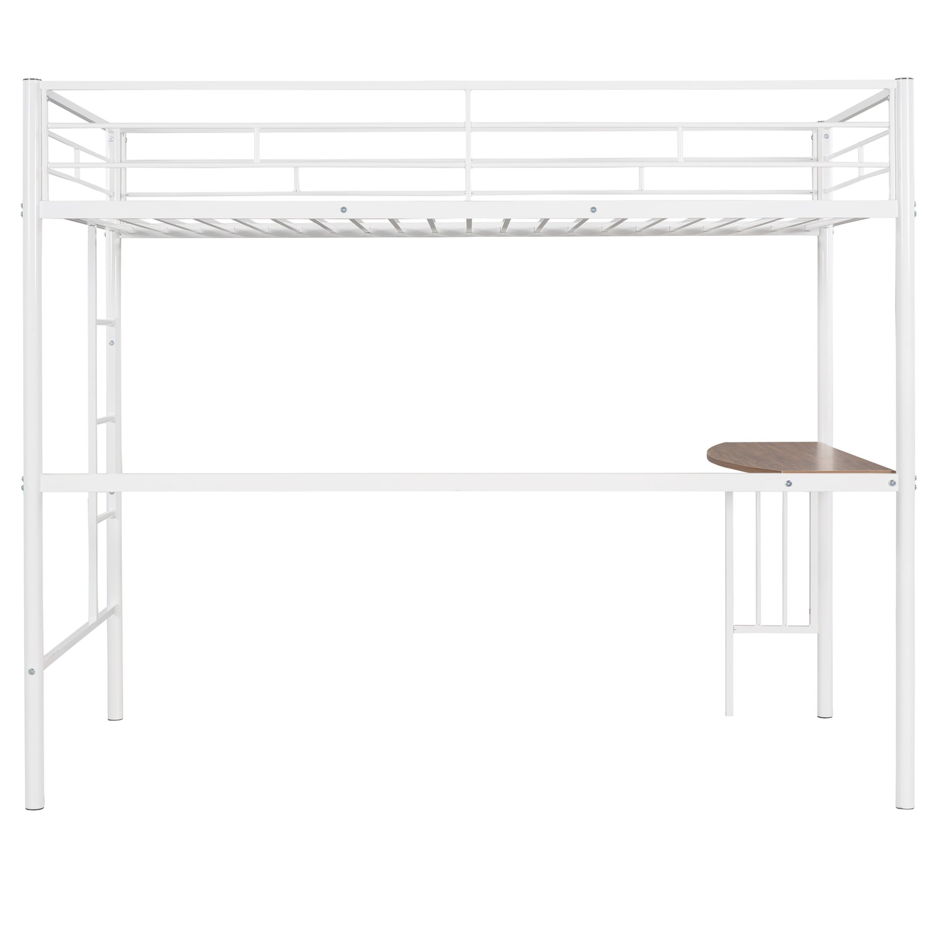 Twin Over Full Metal Bunk Bed With Desk, Ladder And Quality Slats For Bedroom - Metallic White - Image 16