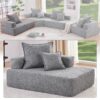 Lounge Frame For Oversized Modular U Shaped Sectional Floor Couch Convertible Compressed Couch, Spacious Foam Filled Sofa - Gray - Image 4