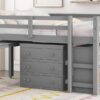 Full Loft Low Study Bed With Cabinet, Shelves And Rolling Portable Desk, Multiple Functions- Gray - Image 16