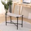 Boho Hand Woven Entryway Ottoman Vanity Chair Footrest Stool For Living Room Sofas - Gray - Image 8