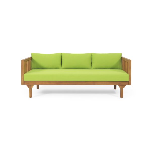 Claremont - 3 Seater Daybed Teak Acacia Wood Water Resistant Cushions - Green