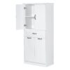Modern Bathroom Storage Cabinet With 2 Laundry Baskets, 1 Drawer, Adjustable Shelf - White - Image 14