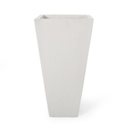 Outdoor Modern Small Cast Stone Planter - Matte White