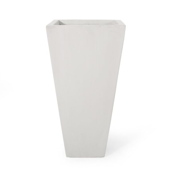 Outdoor Modern Small Cast Stone Planter - Matte White