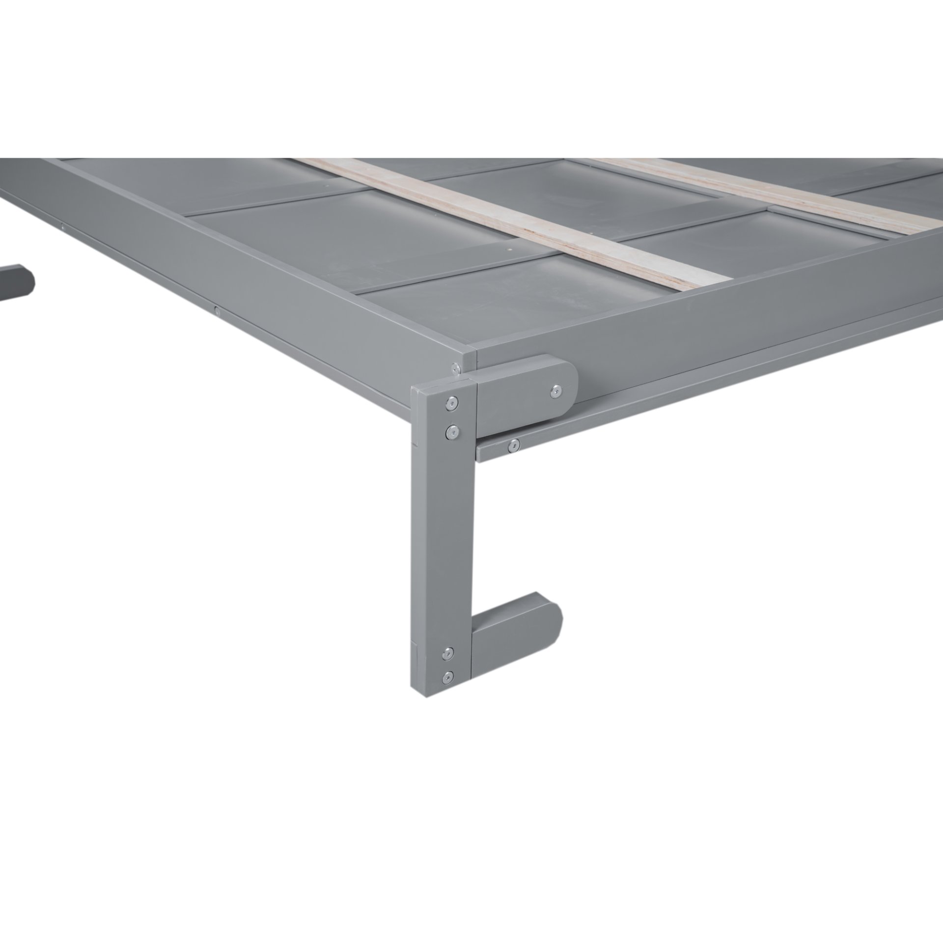 Queen Size Murphy Wall Bed With Shelves And LED Lights - Gray - Image 16