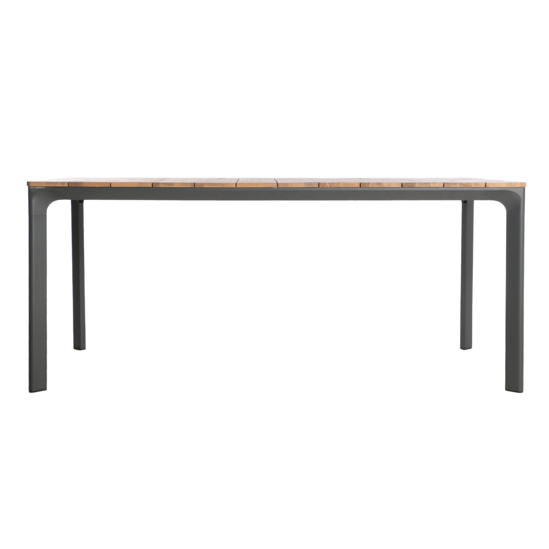Eucalyptus Wood Topped Patio Dining Table With Aluminum Frame - Gray - Image 5
