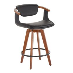 Oracle - Mid-Century Modern Counter Stool - Walnut / Black