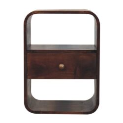 Curved Edge Bedside Table - Walnut
