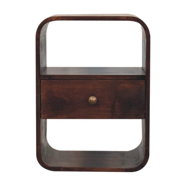 Curved Edge Bedside Table - Walnut