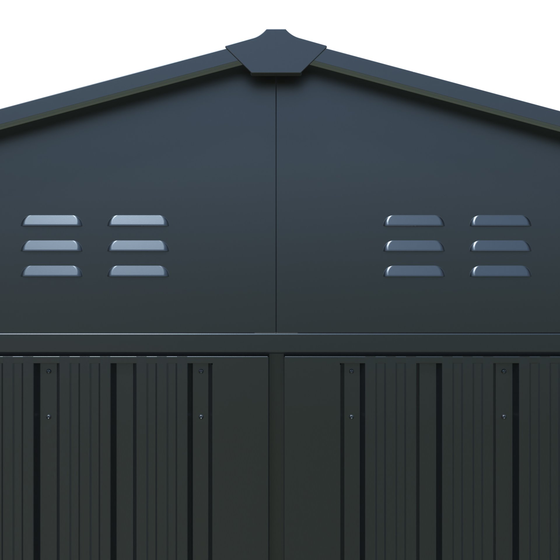 Outdoor Storage Shed, Metal Garden Shed Backyard Utility Tool House Building With 2 Doors And 4 Vents For Car, Truck, Bike, Garbage Can, Tool, Lawnmower - Black - Image 5