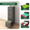 Premium 4 Drawer File Cabinet With Lock Metal Vertical File Cabinet For Office Or Home In Steel, A4 Legal / Letter Size - Brushed Nickel - Image 7