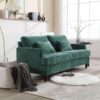 Mid Century Modern Chenille Fabric Loveseat Sofa, 2 Seat Upholstered Couch With Wood Feet - Emerald - Image 7