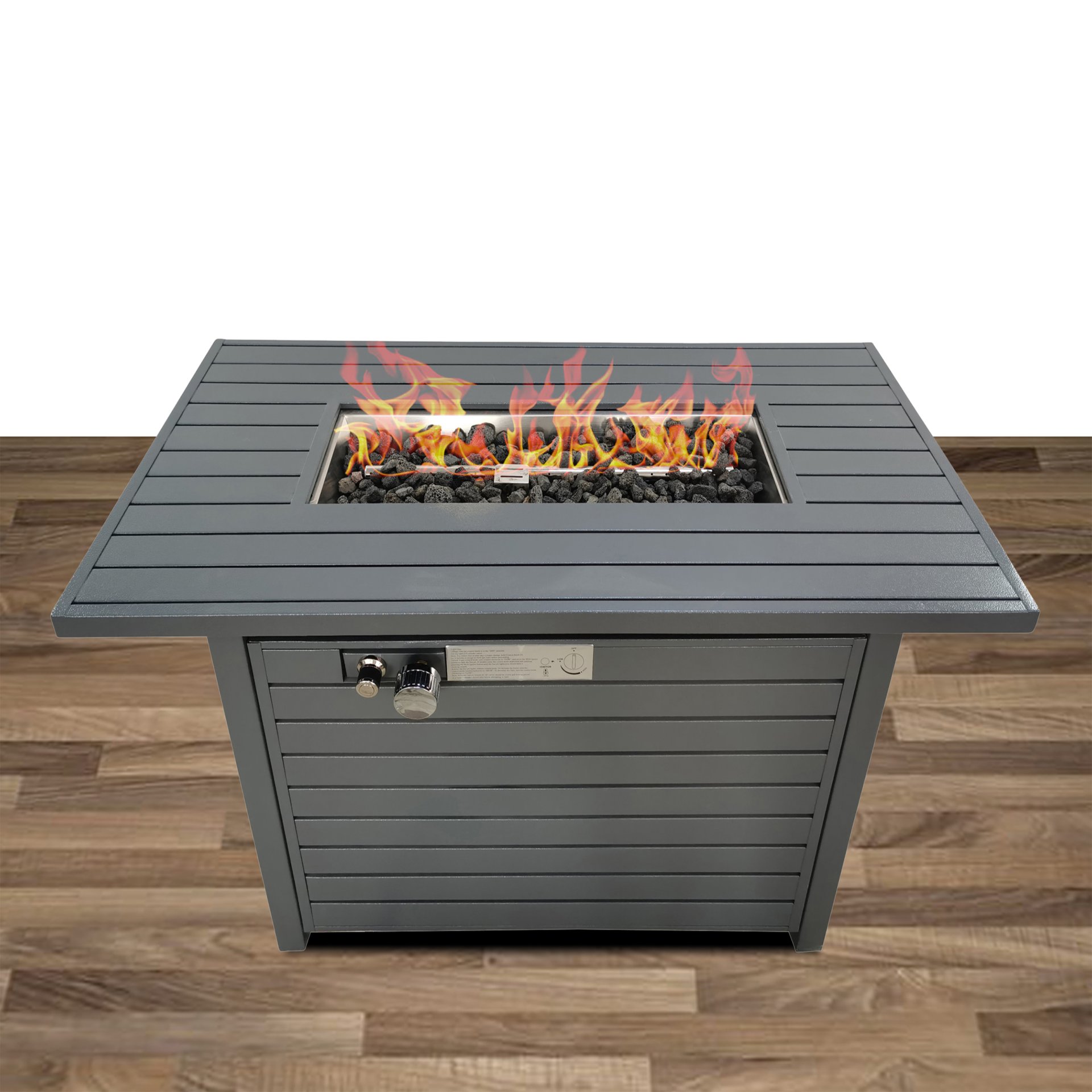 Outdoor Fire Pit Table With Lid, Durable Construction - Gray - Image 2