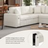 Sectional Sofa L-Shaped Sofa Couch Pull-Out Sofa Bed With A Movable Ottoman, Two USB Ports And Two Cup Holders For Living Room - Beige - Image 8