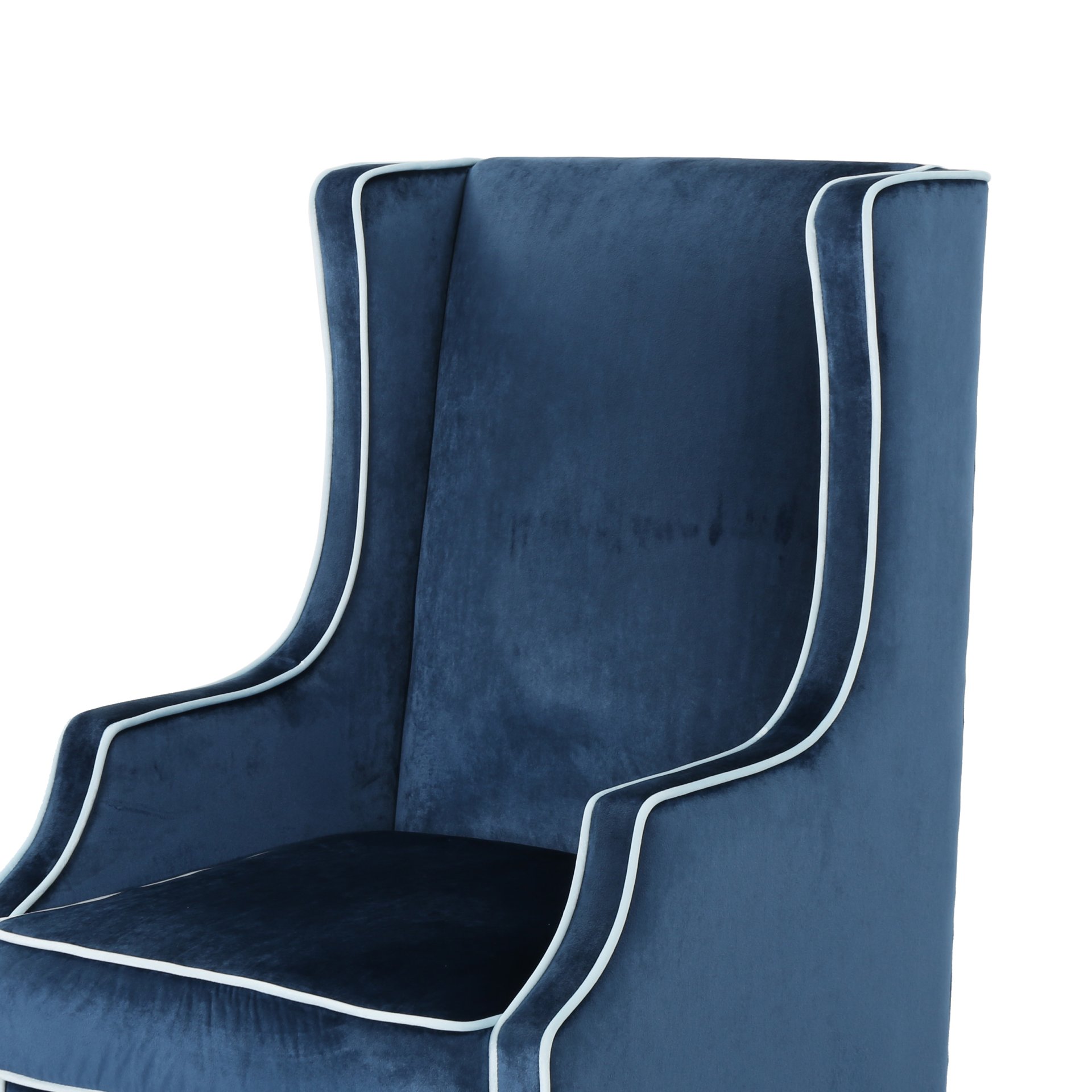 Elegant Velvet Club Chair With Tonal Piping - Blue - Image 11