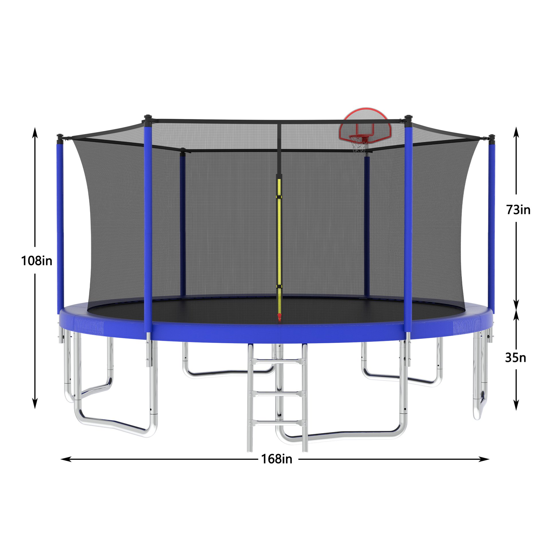 14Ft For Kids Children With Safety Enclosure Net Outdoor Backyards Large Recreational Trampoline - Blue - Image 3