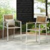 Stylish Modern Faux Wood & Aluminum Outdoor Dining Chairs, (Set of 2) - Natural - Image 2