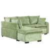 Convertible Sofa Bed Sectional Sofa Sleeper L-Shaped Sofa With A Storage Ottoman, Two Pillows, Two Power Sockets And Two USB Ports For Living Room - Green - Image 18