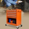 4 Drawers Multifunctional Tool Cart With Wheels - Orange - Image 10