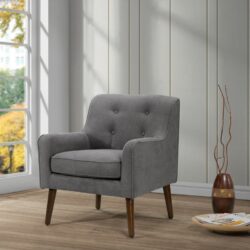 Ryder - Mid Century Modern Woven Fabric Tufted Armchair - Gray