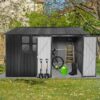 10'x8' Garden Sheds Outdoor Storage Sheds With Window - Dark Gray - Image 7