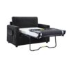 Twin Size Sofa Bed Sleeper Sofa Loveseat With Foldable Mattress, Side Table, Storage Pocket, USB Ports - Black - Image 10