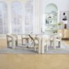 Contemporary Designed Velvet Fabric Upholstered Accent / Dining Chair Teddy Armchair (Set of 2) - Beige - Image 15