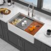 Kitchen Sink Workstation 33" Single Bowl Sink With Work Surface - White - Image 2