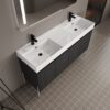 Deluxe 60" Freestanding Bathroom Vanity With Resin Double Sink - Dark Oak - Image 8