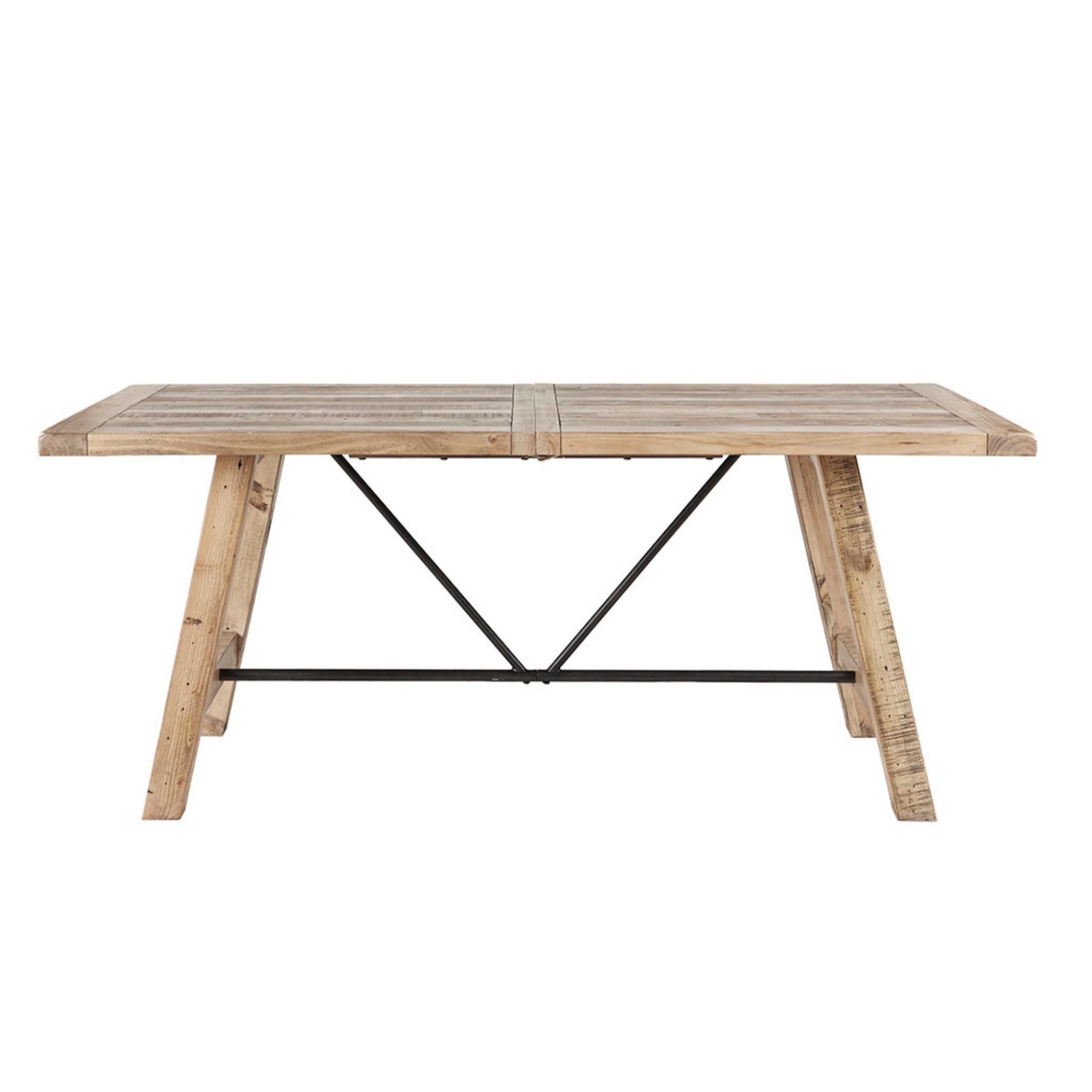 Rustic Dining Table With Metal Support - Natural - Image 5