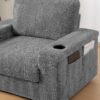 Oversized Chaise Lounge Indoor Rabbit Fur Sofa Bed With Storage Ottoman And Armrests Cup Holders With Deep Seat - Gray - Image 10