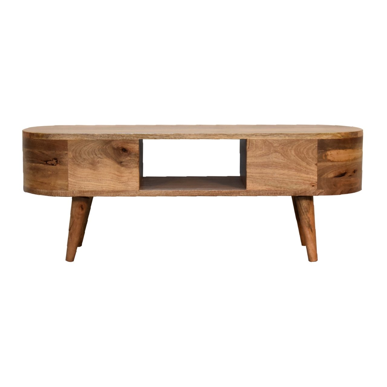 Mini Wooden Rounded Entertainment Unit - Oak - Image 4