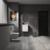 Minimalist Wall Mounted Bathroom Vanity With Ceramic Sink And Storage Cabinet - Carrara White - Image 2