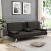 Contemporary Sofa Bed With Armrest 2 Holders - Dark Brown - Image 4