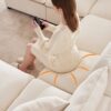 Modern U-Shape Modular Sofa, 7 Seat Chenille Sectional Couch Set With 2 Pillows Included, Freely Combinable Indoor Funiture - White - Image 22