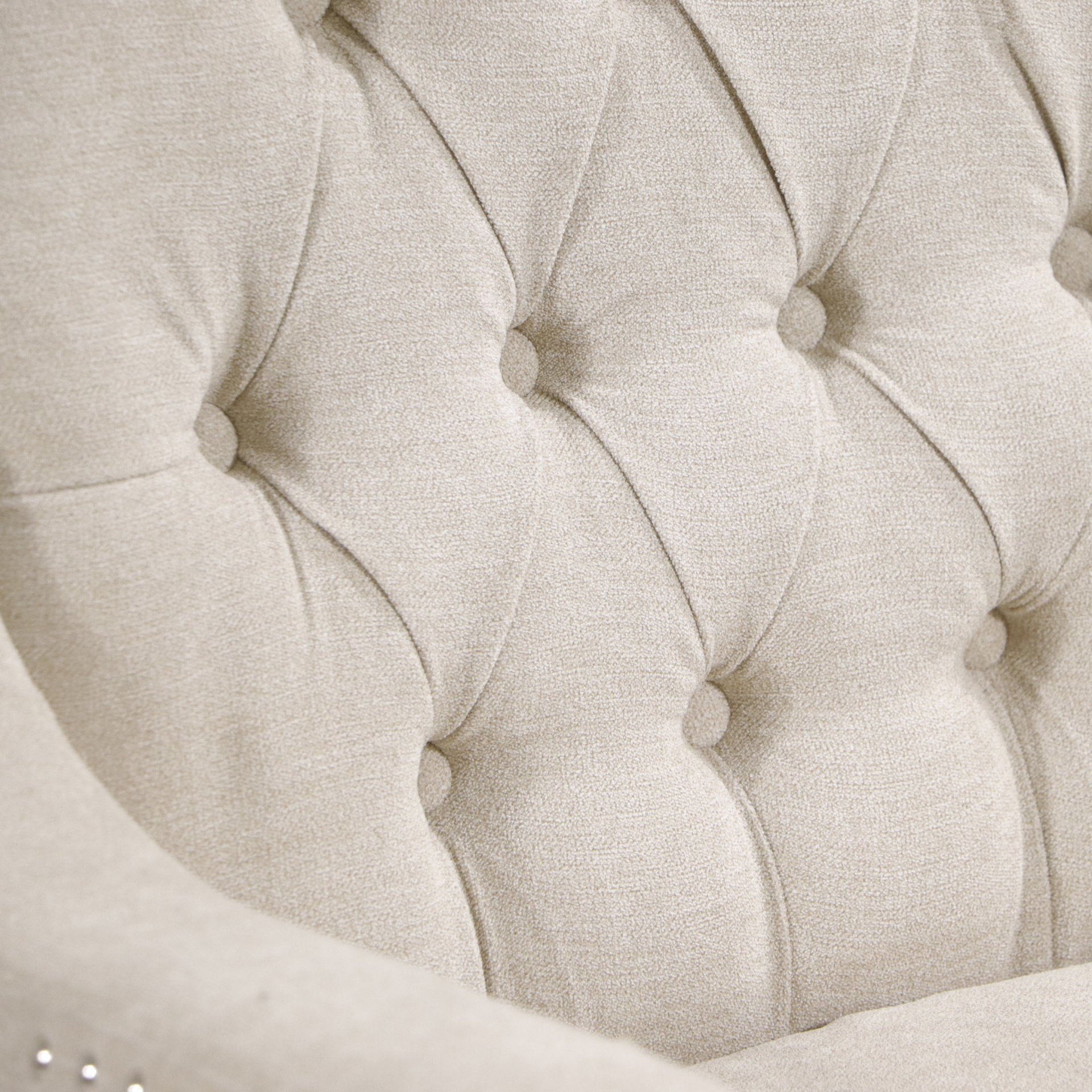 Accent Chair, Living Room Chair, Footrest Chair Set With Vintage Brass Studs, Button Tufted Upholstered Armchair For Living Room, Comfy Reading Chair For Bedroom, Reception Room - Beige - Image 18