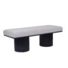 Upholstered Bench With Black Chunky Legs Boucle Contemporary Style Bed-End Bench For Bedroom Living Room - Light Gray - Image 5