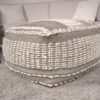 Rustic Wool And Cotton Large Pouf, Handcrafted Tufted Design - Brown / Beige - Image 2