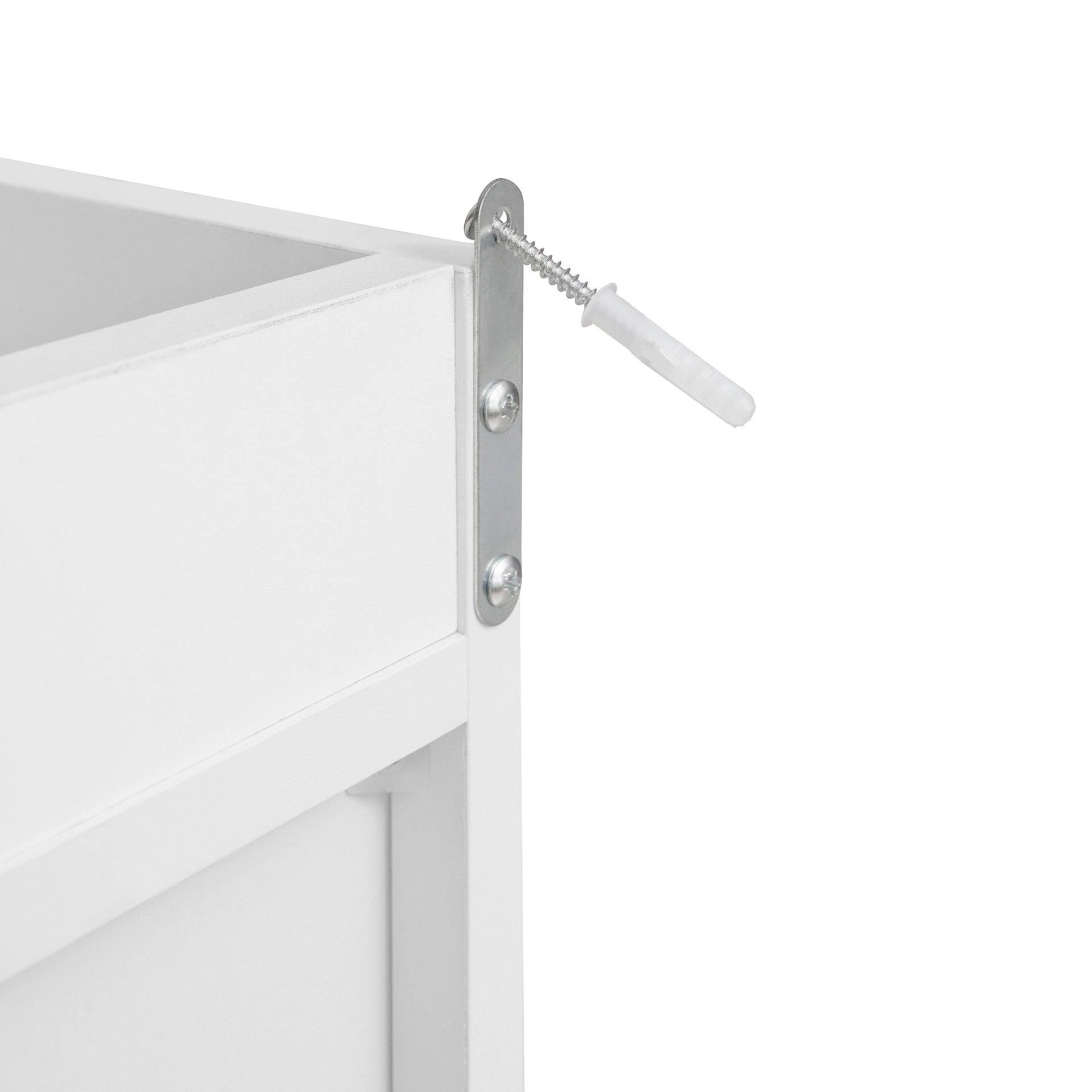 Wardrobe With 3 Drawers High Wardrobe Armoire With Rattan For Living Room Organizer - White - Image 18