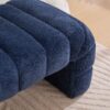 Modern Upholstered Armless Bed Bench, Channel Tufted Couch Daybed Chaise, Chenille Ottoman Foot Stool - Navy - Image 8