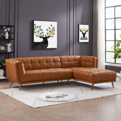 Addison - Right Sectional Leather Sofa - Cognac