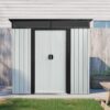 6Ft X 5Ft Outdoor Metal Storage Shed With Lockable Sliding Doors And Transparent Plate For Garden, Lawn - White / Black - Image 7