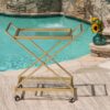 Sherianne - Industrial Bar Cart With Tempered Glass Shelves And Swivel Wheels - Gold - Image 7